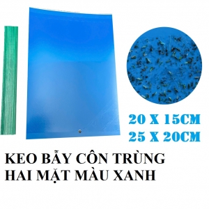 Tấm bẫy dính côn trùng 2 mặt ( Xanh ) - Hiệu quả với nhiều loài gây hại cho vườn lan, rau hoa màu và cây ăn trái